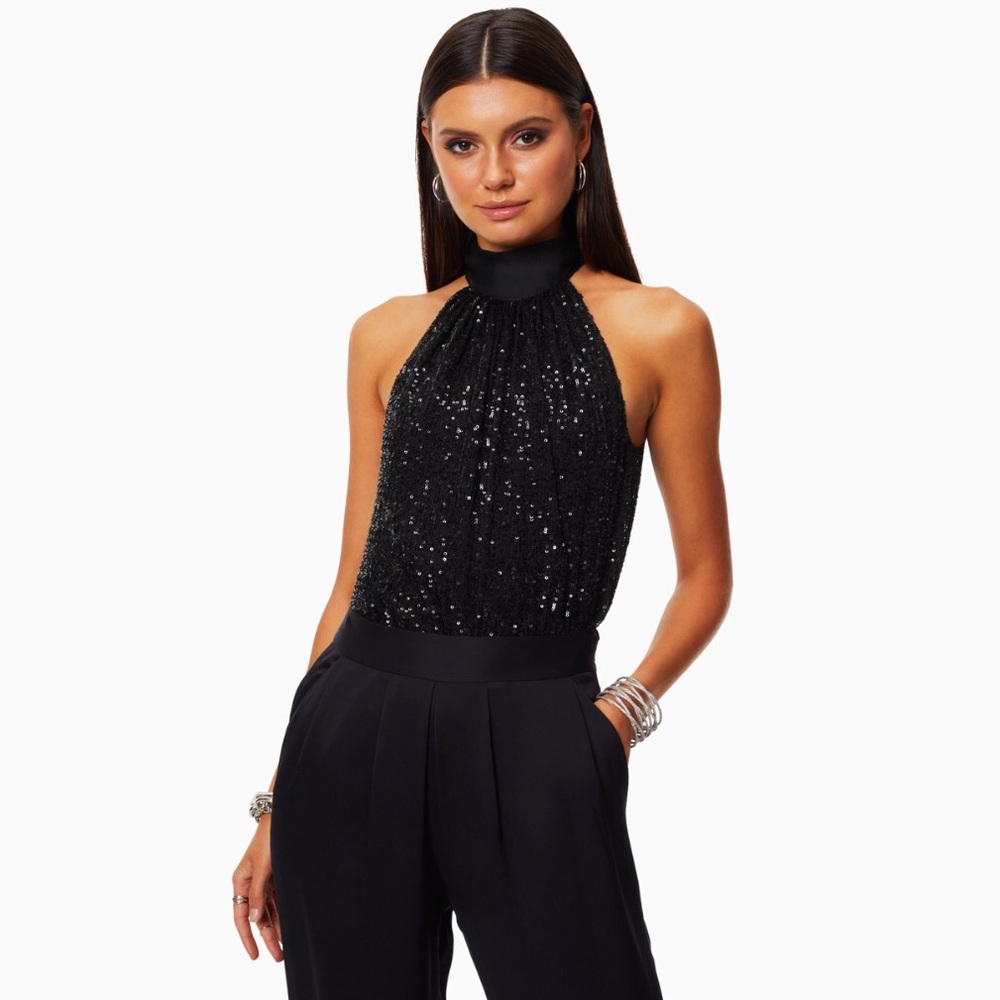 Chelsea28 High Neck Sequin Halter Top